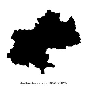 Midi Pyrenees map vector silhouette illustration isolated on white background. France province map. French territory.