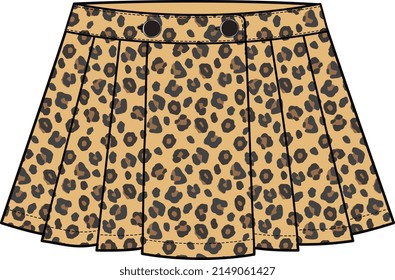 MIDI SKIRT WITH LEOPARD PRINT VECTOR ILLUSTRATION