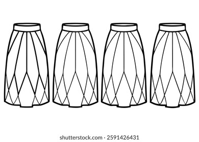 Midi skirt line art creative drawing for designers