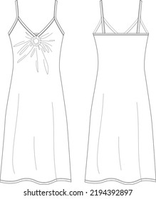 midi summer dress vector cad