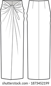 Midi Wrap Skirt. Fashion Vector Sketch