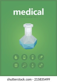 midical icons set with vitro polygon style