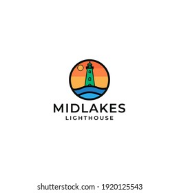 Midlakes Lighthouse Logo Design Vector