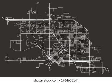 Midland, Michigan, USA – Urban roads map, city transportation network, streets, downtown and suburbia, minimalist town poster