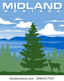 midland montana with natural views and mountain silhouettes