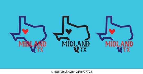 Midland, Texas Map logo design concept, can be use on t-shirt printing souvenir food product label website template advertisement vector eps.