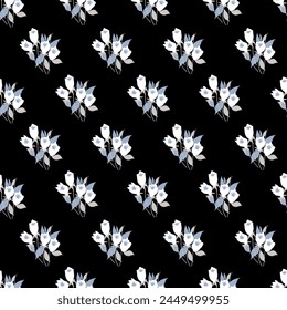 Midnight Abstract Tulip Floral Bouquets Pattern can be use for background and apparel design