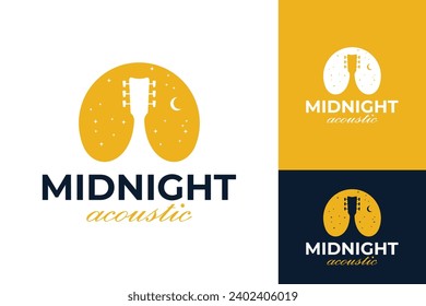 Midnight Acoustic Music Festival with Moon and Stars Logo Design