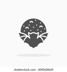 Midnight with bat and moon icon. Solid or glyph style. Vector illustration. Enjoy this icon for your project.