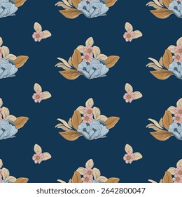 Midnight bloom vector seamless pattern background perfect for all uses