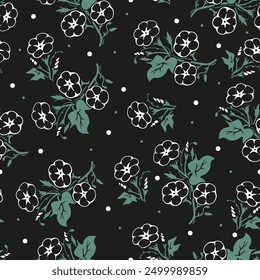 Midnight Blossoms Morning Glory Flower Seamless.Ideal for textiles, home decor, or fashion accessories, this pattern brings the enchanting allure of a moonlit garden into your designs.