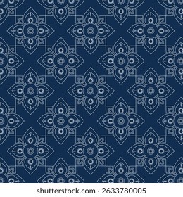 Midnight Blue Floral Mosaic Elegance Pattern