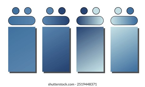 Midnight blue, blue gray, dark blue, baby blue color palette. Set of bright color palette combination in rgb hex. Color palette for ui ux design. Abstract vector illustration for your graphic design