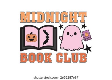 Midnight Book Club EPS Halloween Book T-shirt Design