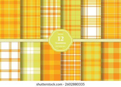 Midnight Charcoal Seamless Tartan with Warm Tangerine accents Fabric Design Set of 12
