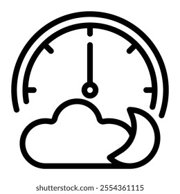 Midnight clock icon line style transparent