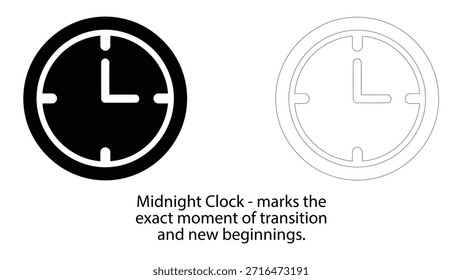 Ilustración de reloj de medianoche que simboliza nuevos comienzos y transición