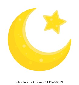 Midnight Flat Icon. Nighttime Vector Element Can Be Used For Nighttime, Moon, Star Design Concept. Nighttime Vector Element Can Be Used For Nighttime, Moon. Moon and stars closeup. Abstract moon.