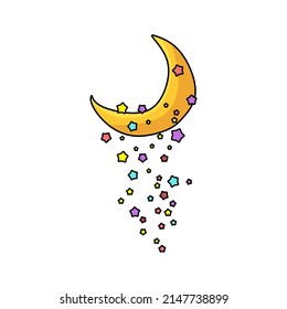 Midnight flat icon. Nighttime vector element can be used for nighttime, moon and star design concept. 