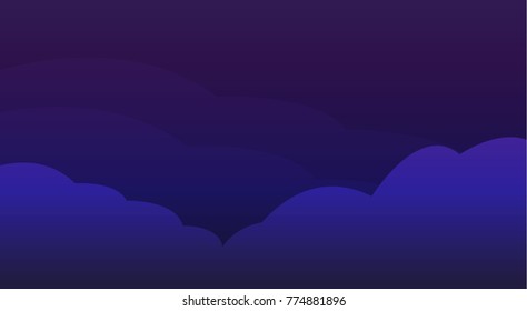 Midnight gradient sky. Night, universe, space. Fireflies. Midnight clouds Template for save date cards. Gradient sky. Vector illustration.