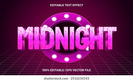 midnight gradient text style effect template, 3D glow light editable text effect