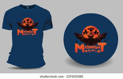 Midnight Hour with Vampire and Witches t shirt design