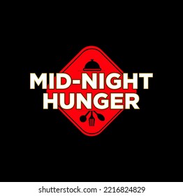 Mid-night hunger vector symbol. Mid Night hunger lettering monogram.