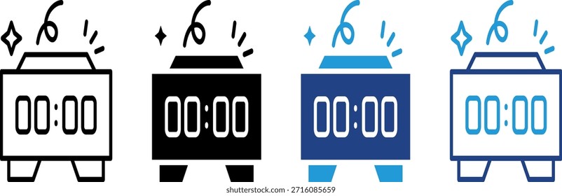 El ícono de medianoche se usa normalmente para marcar el inicio del Nuevo año o la cuenta regresiva.