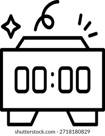 O ícone da meia-noite é normalmente usado para marcar o início do Ano Novo ou da contagem regressiva.