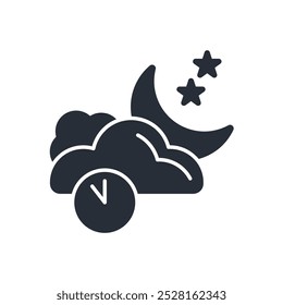 midnight icon. vector.Editable stroke.linear style sign for use web design,logo.Symbol illustration.