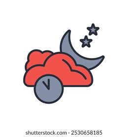 midnight icon. vector.Editable stroke.linear style sign for use web design,logo.Symbol illustration.