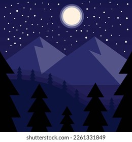 diseño vectorial de ilustración plana panorámica de medianoche