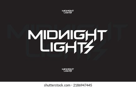 MIDNIGHT LIGHTS Letter Typhography Text , perfect for t-shirts design, clothing, hoodies, etc.