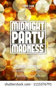 Midnight Madness Party. Template poster Vector illustration