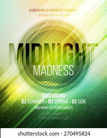 Midnight Madness Party. Template poster Vector illustration 