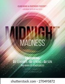 Midnight Madness Party. Template poster. Vector illustration  