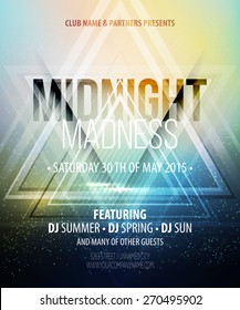 Midnight Madness Party. Template poster. Vector illustration 