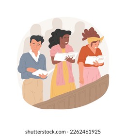 Midnight mass isolated cartoon vector illustration. Group of religious people attending midnight mass ceremony in the church, Christmas festivals celebration, holy days vector cartoon.
