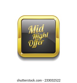 Midnight Offer Gold Vector Icon Button