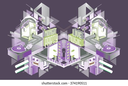 Midnight Party. Template poster. Vector illustration.