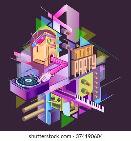 Midnight Party. Template poster. Vector illustration.