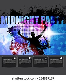 Midnight party. Vector event poster