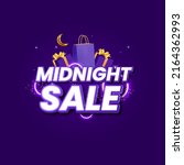 Midnight Sale Banner Vector Illustration. purple background. dark promotion template
