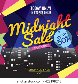 Midnight Sale Banner Vector Illustration