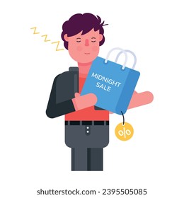 Midnight sale handy flat icon 