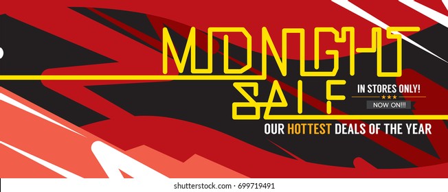Midnight Sale Hottest Deal Wide Banner For Advertising Marketing Promotional Vector Illustration
