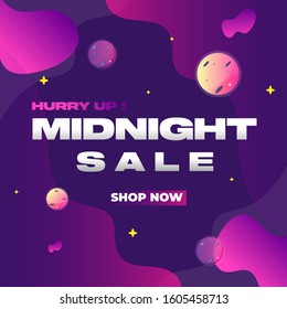 Midnight Sale Template Design for Advertising text, banner and social media post. Ready to use and easy to customize. Vector Illustration