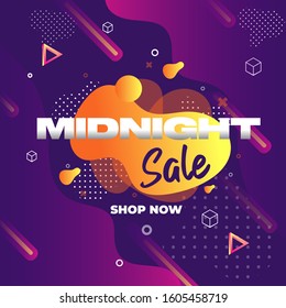 Midnight Sale Template Design for Advertising text, banner and social media post. Ready to use and easy to customize. Vector Illustration