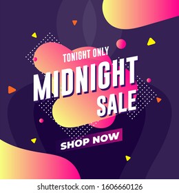 Midnight Sale Template Design for Advertising text, banner and social media post. Ready to use and easy to customize. Vector Illustration