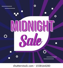 Midnight Sale Template Design with modern graphic style for Advertising text, banner and social media campaign post. Vector Illustration